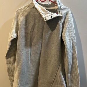 Prana Heather Gray Textured Zip Up Sweater